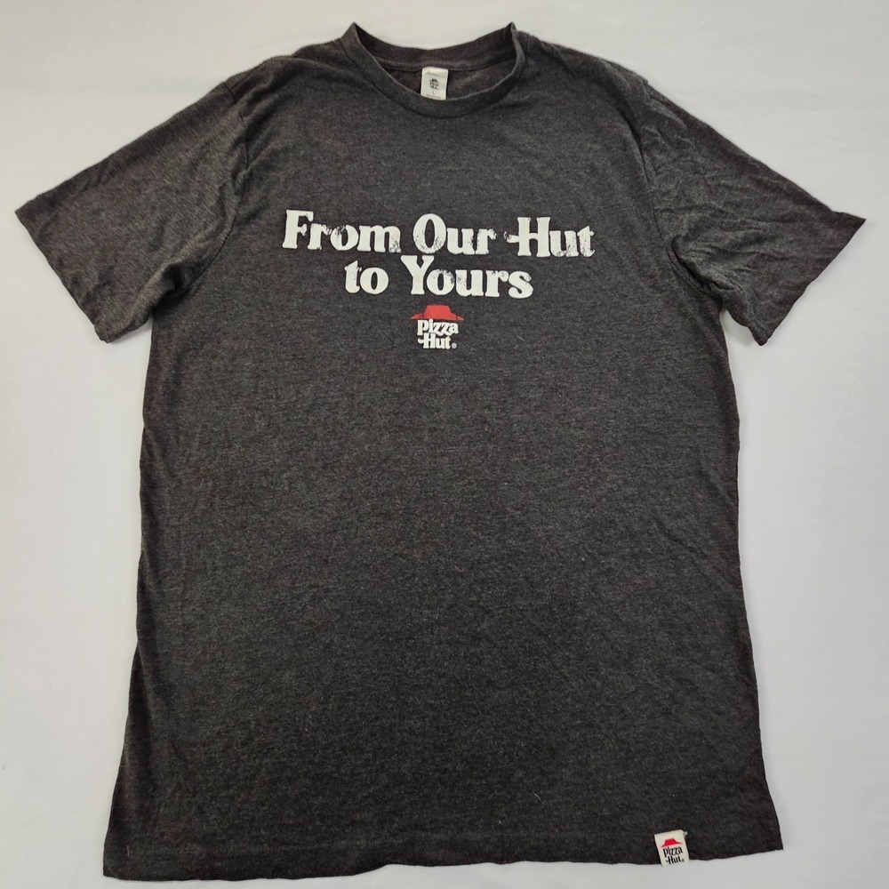 Pizza Hut From Our Hut to Yours Gray Short Sleeve Cotton Blend T-Shirt Men's L